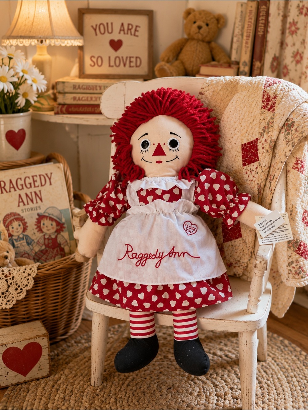 Vintage Applause Raggedy Ann Doll 20” NWT I Love You Plush Cloth Doll